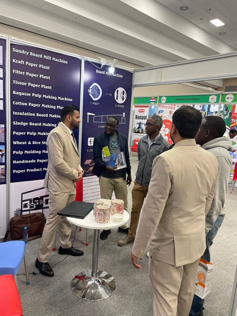 The MEW team discussing its product range