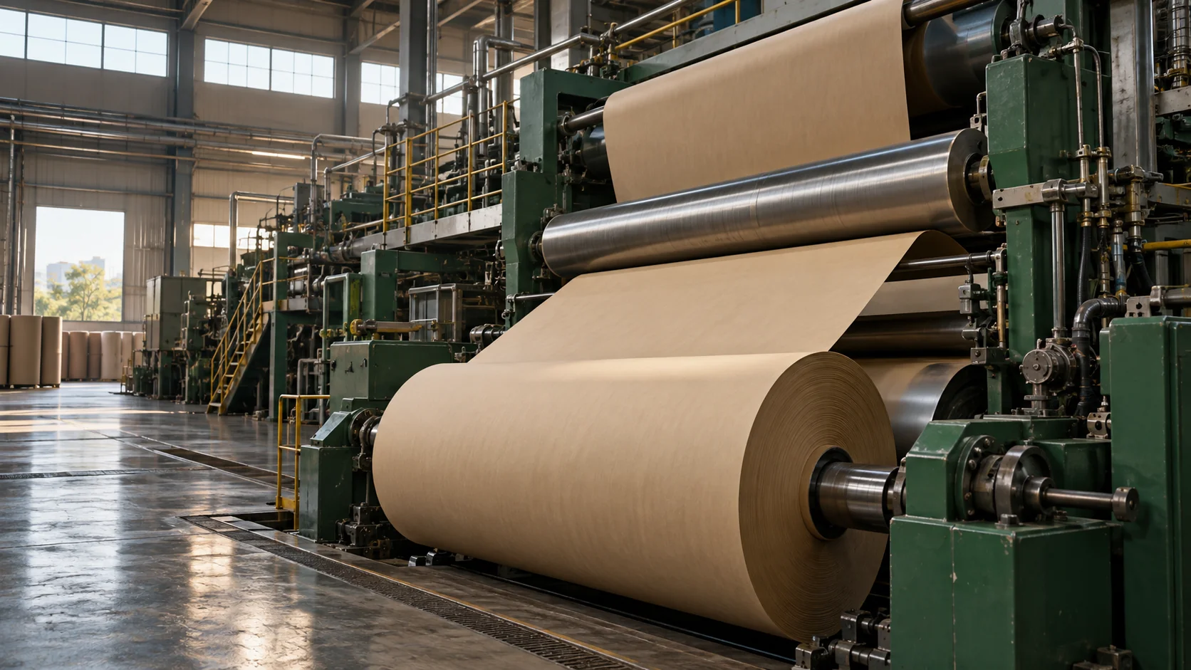 Representative paper machinery and kraft paper in production