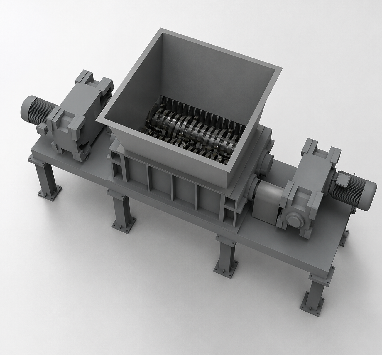 Dual Shaft Shredder Machine for industrial recycling